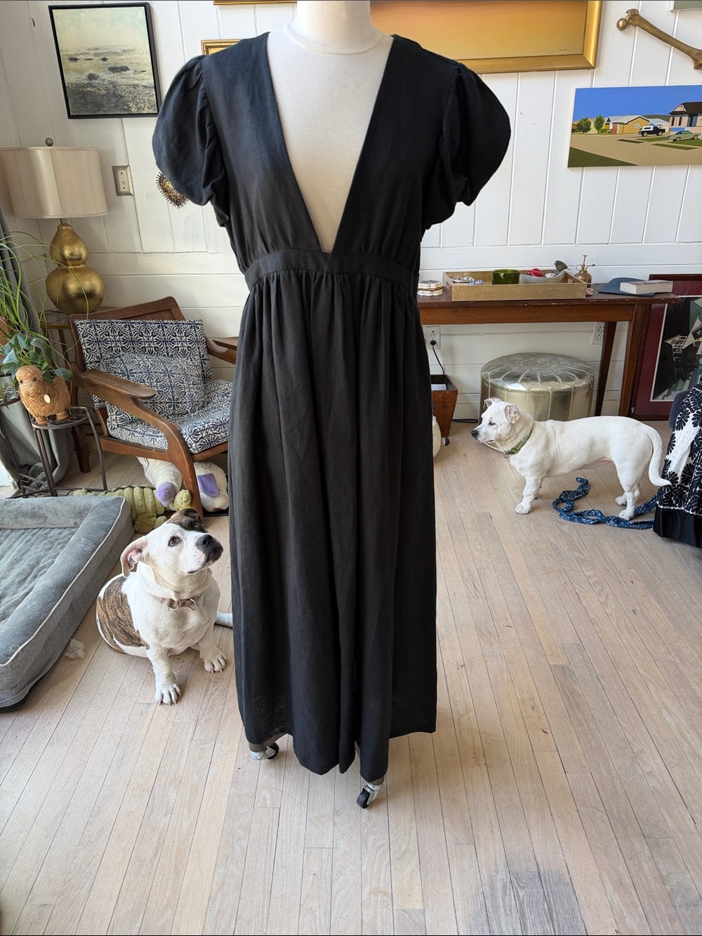 Mara Hoffman Black deep vee Maxi